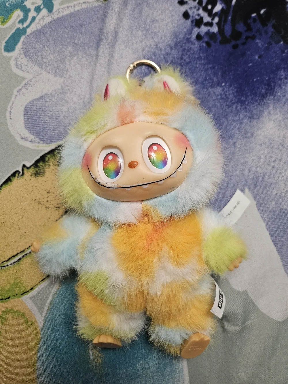 Labubu Plush Rainbow Monster Keychain for Small Pets - Multicolor